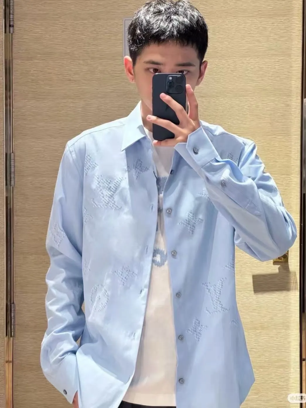 Louis Vuitton/Louis Vuitton dark pattern old flower lapel shirt